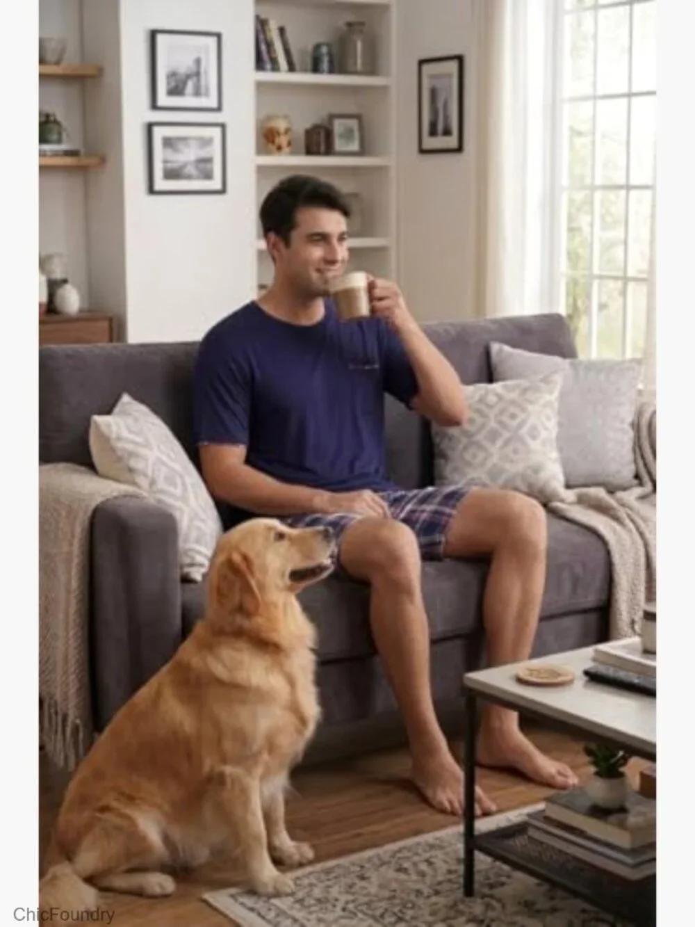 Men's Pajama Short Set Short Sleeve Sleepwear Loungewear with Pockets S-3XL